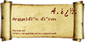Argyelán Áron névjegykártya