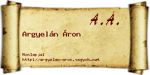 Argyelán Áron névjegykártya